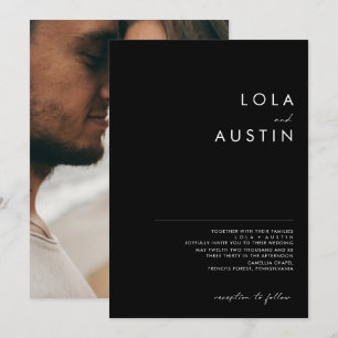 Invitation Noir minimaliste moderne   Mariage photo