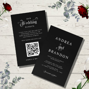 Invitation Noir minimaliste rétro Mariage de code QR tout en 
