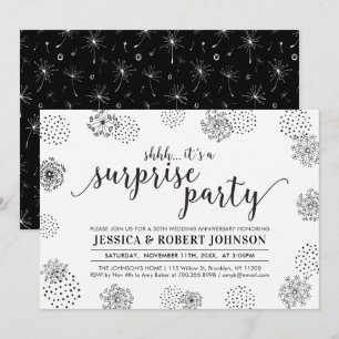Invitation Noir   Moderne Surprise 50e anniversaire de mariag