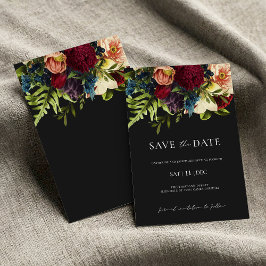Invitation Noir Moody Floral Bourgogne Mariage Enregistrer la