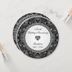 Invitation Noir Onyx Diamant Anniversaire de Mariage