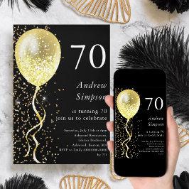 Invitation Noir & Or | 70e anniversaire du ballon de Parties 
