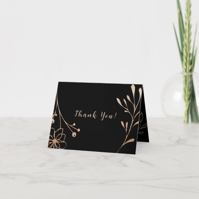 Invitation Noir & Or Mariage Merci Note (Devant)