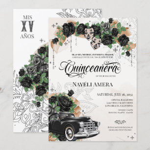 Invitation Noir Rose Classique Lowrider Oldies Chola Quince