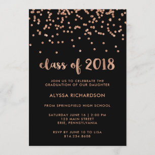 Invitation Noir rose de la fête de remise des diplômes de