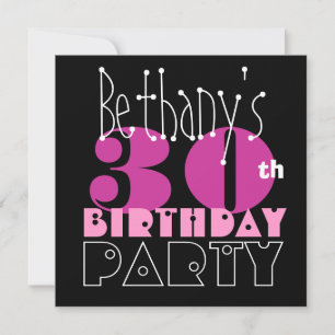Invitation Noir rose S411 de 30ème anniversaire moderne nommé