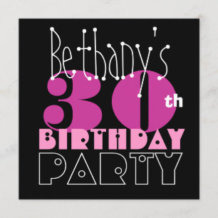 Invitation Noir rose S411 de 30ème anniversaire moderne nommé