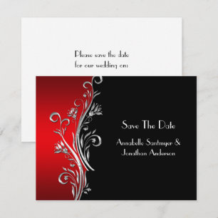 Invitation Noir rouge brille d'argent Noir mariage RSVP
