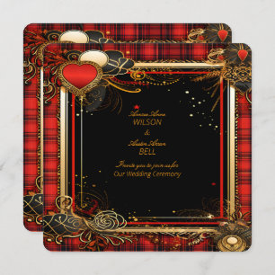 Invitation Noir rouge Noël et Mariage or