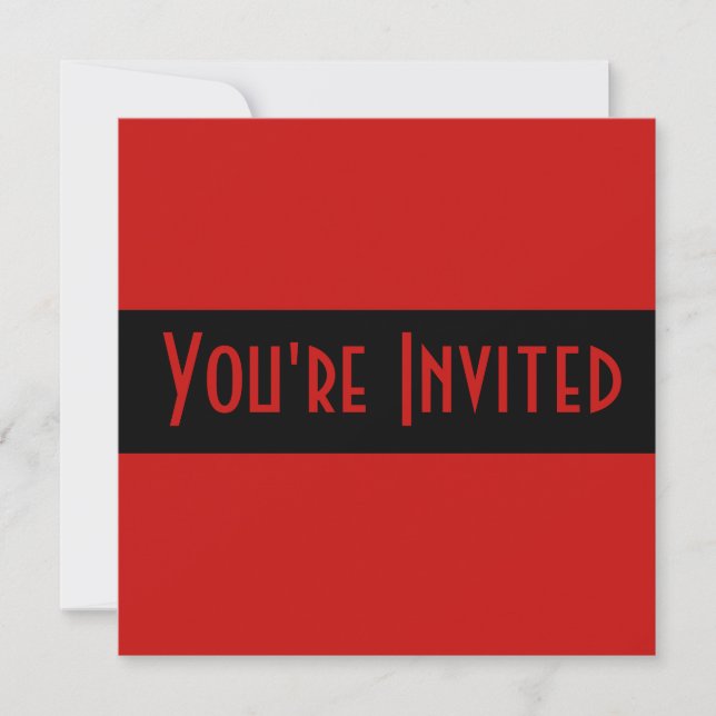 Invitation noir rouge simple (Devant)