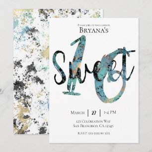 Invitation Noir sarcelle bronze moderne fête d'anniversaire S