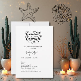 Invitation noir script côtier cowgirl bachelorée