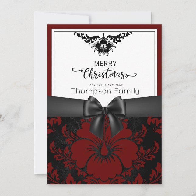 Invitation Noir script joyeux Noël heureux nouvelle année (Devant)