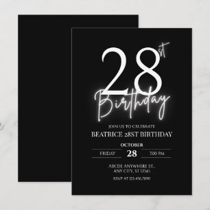Invitation Noir simple âge décontracté anniversaire personnal
