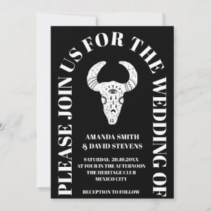 Invitation Noir sombre Moody Arch Boho Rustique Mariage