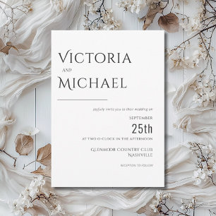 Invitation Noir sur blanc Moderne Mariage Customisé