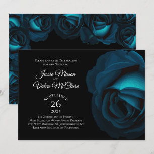 Invitation Noir Turquoise Turquoise Rose gothique Elégant Mar