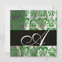NOIR VERT GLACE BLANC SOIE DAMASSÉE MONOGRAMME