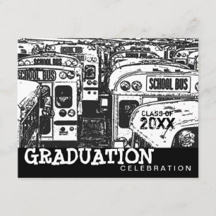 Invitation noire à l'école de la fête de la gradua