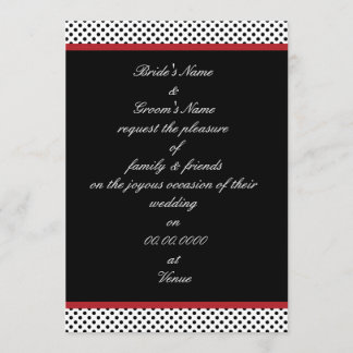 Invitation noire, blanche et rouge de point de