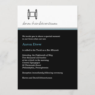 Invitation noire de minuit de Mitzvah Torah de