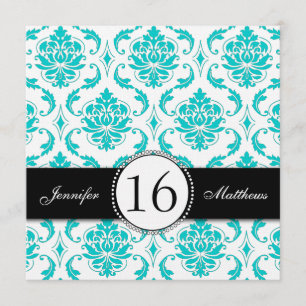 Invitation noire de partie de sweet sixteen de