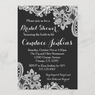 Invitation noire et blanche de Fête de la mariée