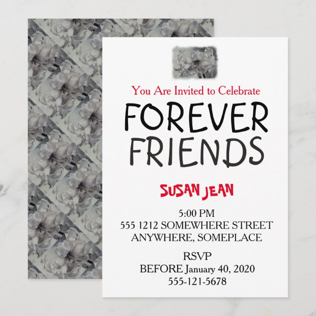 INVITATION NOIRE ET BLANCHE DU PARTI AMARLLIS (Devant / Derrière)