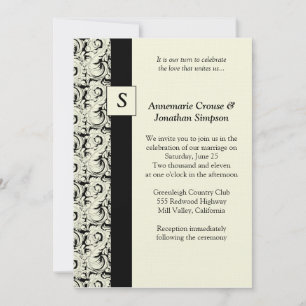 Invitation noire et crème vintage de mariage