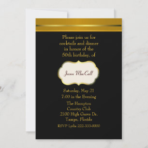 Invitation noire et Goldtone élégante