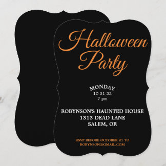 Invitation noire pour soirée Halloween