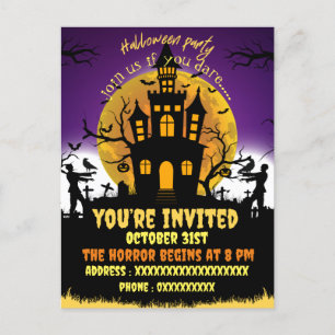 Invitation noire pour une maison effrayante à une