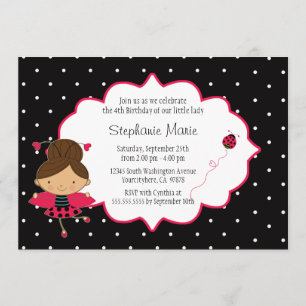 Invitation noire rose mignonne de fête