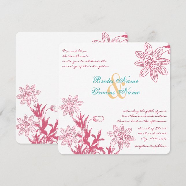 Invitation Noix de miel Printemps Couleurs de mariage Floral  (Devant / Derrière)