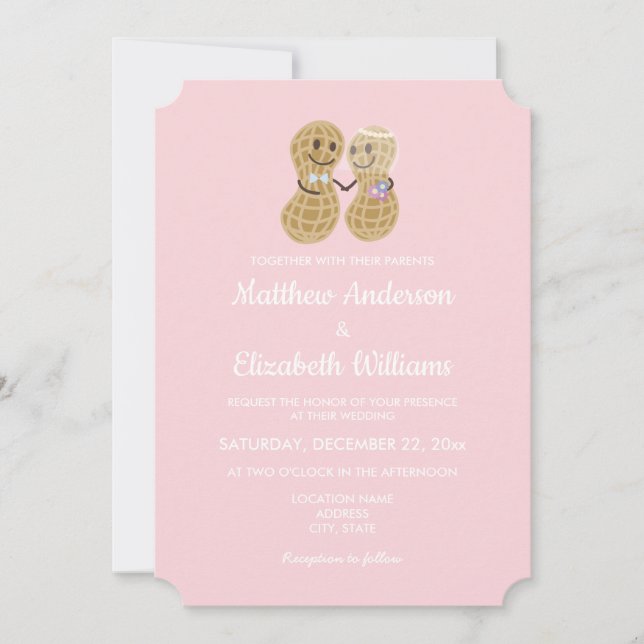 Invitation Noix sur l'autre Élégant Mariage rose (Devant)