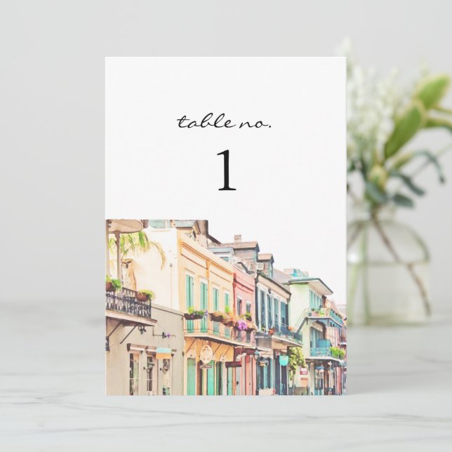 Invitation NOLA Aquarelle Nouvelle-Orléans Numéro de la table (Debout devant)