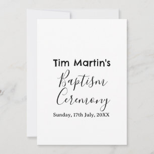 Invitation nom date cérémonie de baptême catholique simple mi