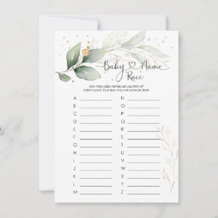 Invitation Nom de bébé Race Jeu, Baby shower de verdure Jeu I