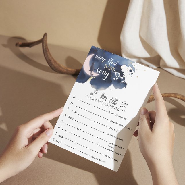 Invitation Nom de cette chanson de bébé Rustic blue baby show (Créateur téléchargé)