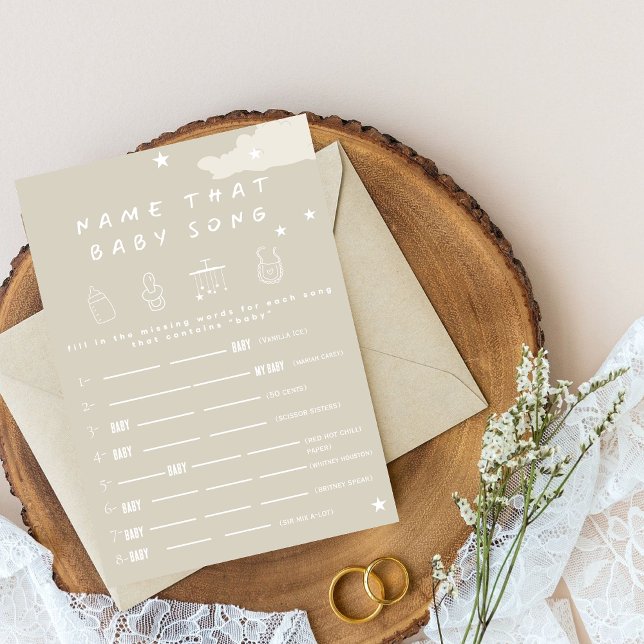 Invitation Nom de cette chanson de bébé Rustic minimum baby s (Créateur téléchargé)