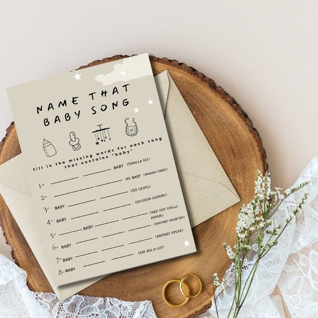 Invitation Nom de cette chanson de bébé Rustic minimum baby s (Créateur téléchargé)