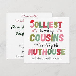 Invitation Nom de famille de Noël Cousin réunion correspondan