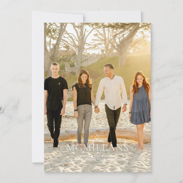 Invitation Nom de famille élégant Fête florale de Noël (Devant)