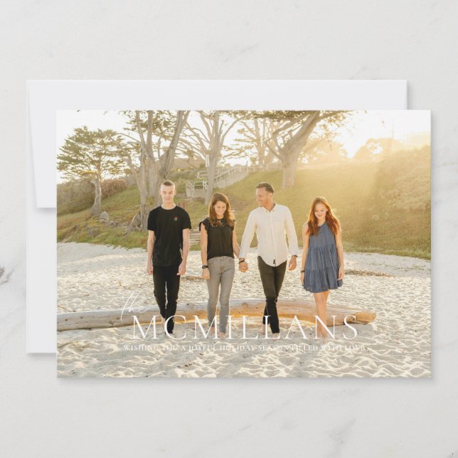 Invitation Nom de famille élégant Fête florale de Noël (Devant)