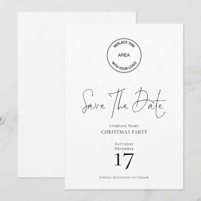 Invitation Nom de l'entreprise Logo Fête de Noël Enregistrer  (Devant / Derrière)