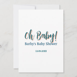 Invitation nom de shower bébé simple bleu gras oh bébé bébé