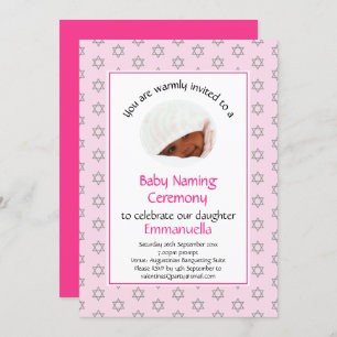 Invitation Nom du bébé juif   Simchat Bat   Photo   Rose