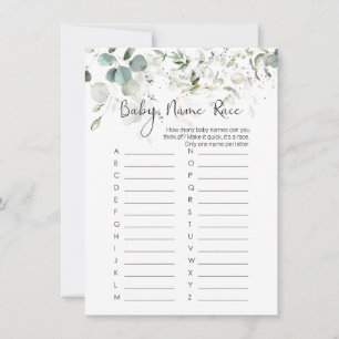 Invitation Nom du bébé Race Jeu, Eucalyptus Baby shower Jeu I