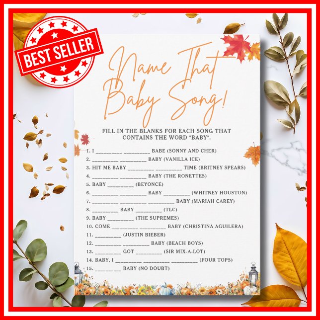 Invitation NOM DU CITROUILLE DE JEU DE Baby shower BABY SONG (NAME THAT BABY SONG Easy Baby Shower Game A Little Pumpkin is on the Way Fall Autumn Theme)