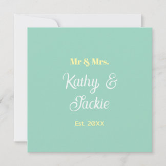 Invitation nom du couple mr & mrs vert pastel mariage 20XX
